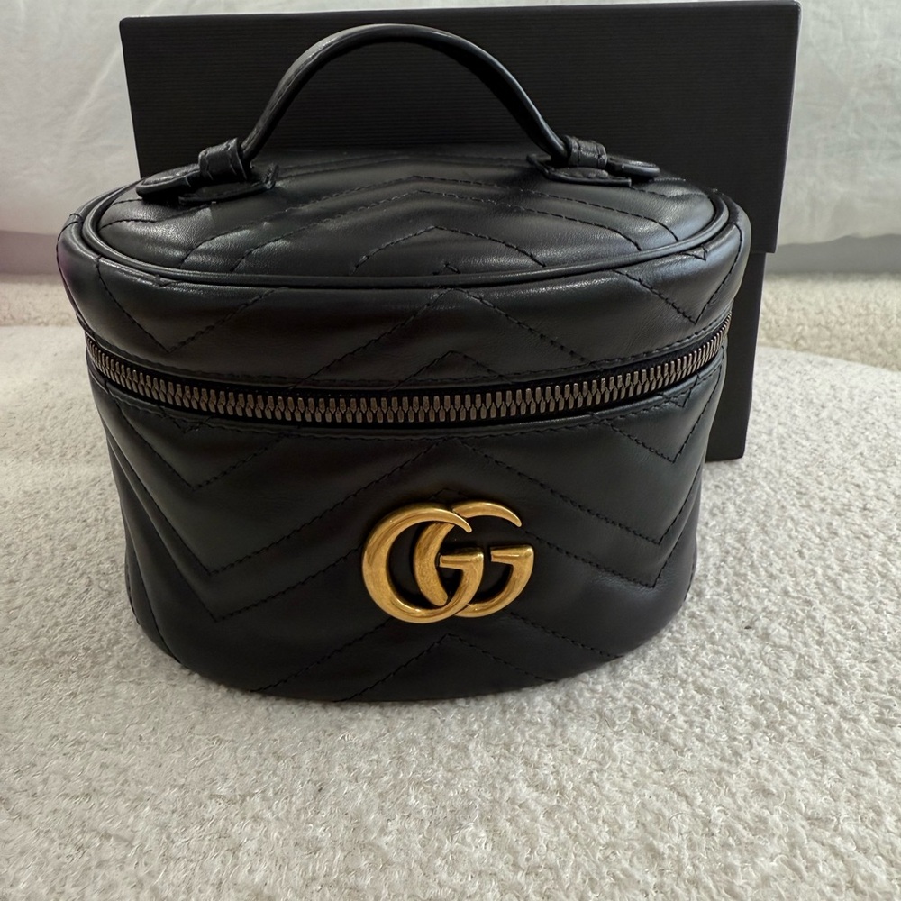🖤 AUTHENTIC Gucci GG Marmont Vanity Bag – Black Leather